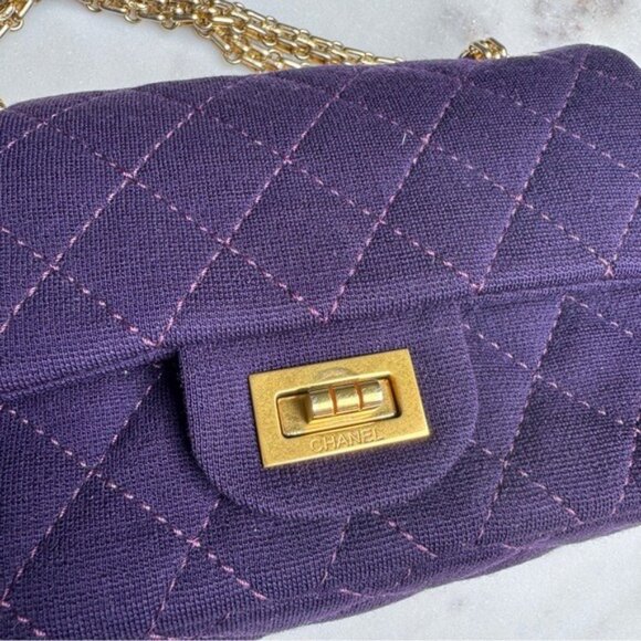 Chanel Reissue 2.55 Flap Bag Quilted Jersey 224 Double Flap Crossbody - Picture 5 of 14